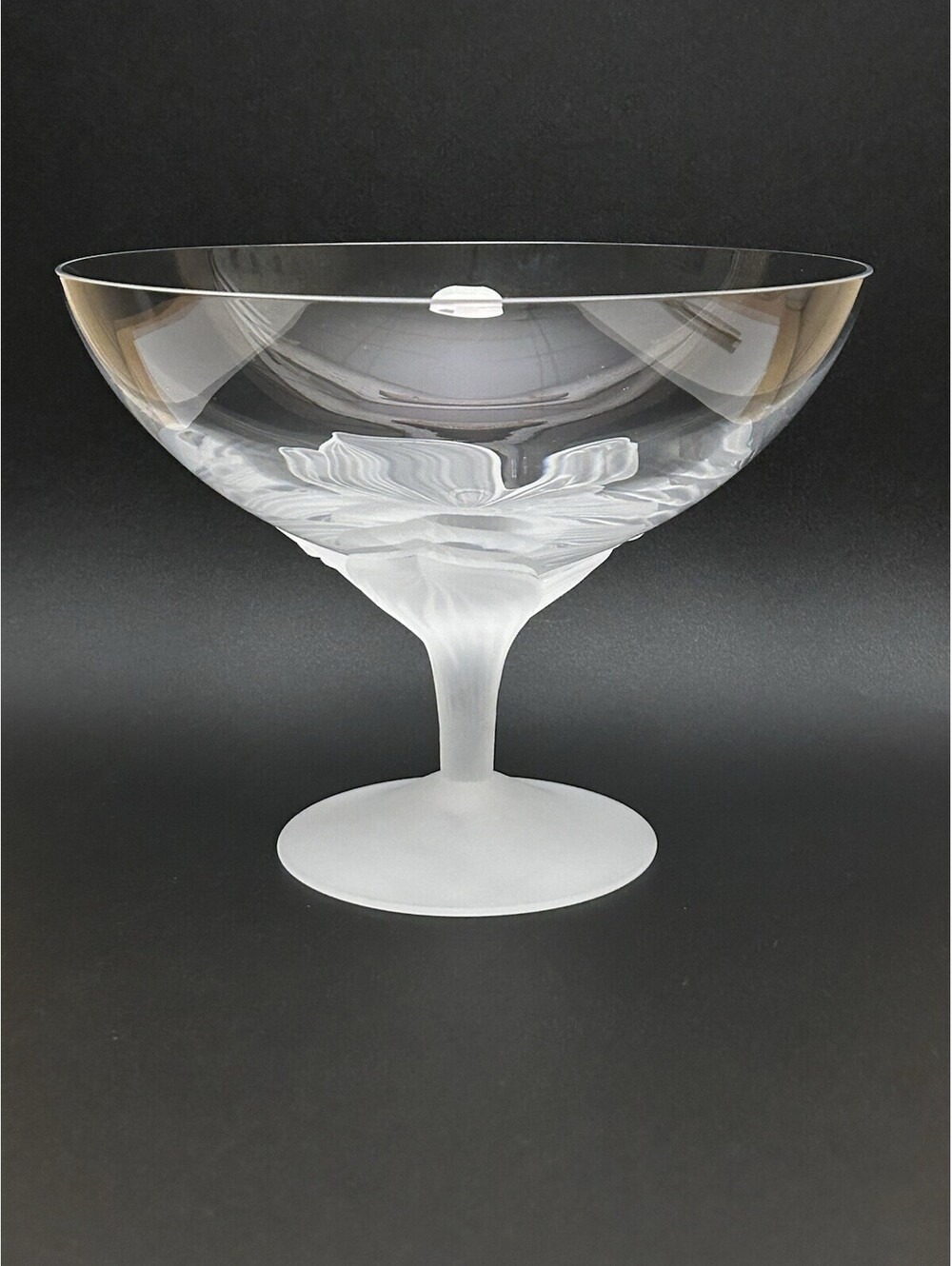 Vintage Lalique? Crystal Glass Compote Pedestal Bowl Frosted Base Iris 1970’s
